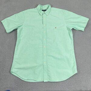 Polo Ralph Lauren Oxford Sport Shirt Men XLT Green Short Sleeve Button Front